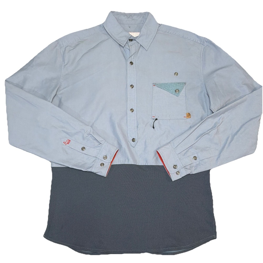 Western Rise Pioneer 1/2 Button Shirt Men's Medium Nylon‎ Blend Outdoor Blue